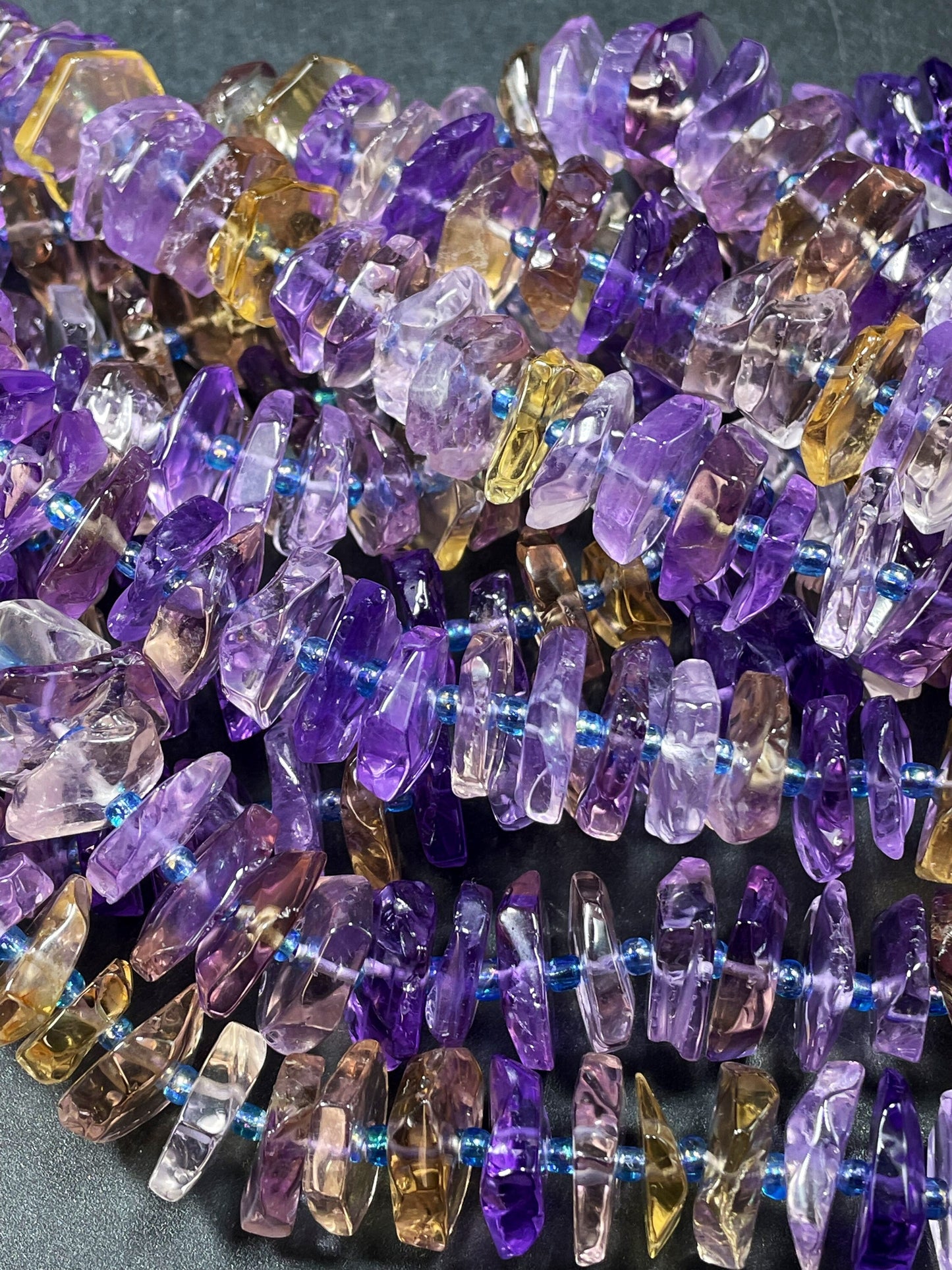 100% Natural Ametrine Gemstone Bead. Faceted 12mm Pinwheel Shape. Beautiful Natural Purple Honey Yellow Color. Super Clear Nice Quality!