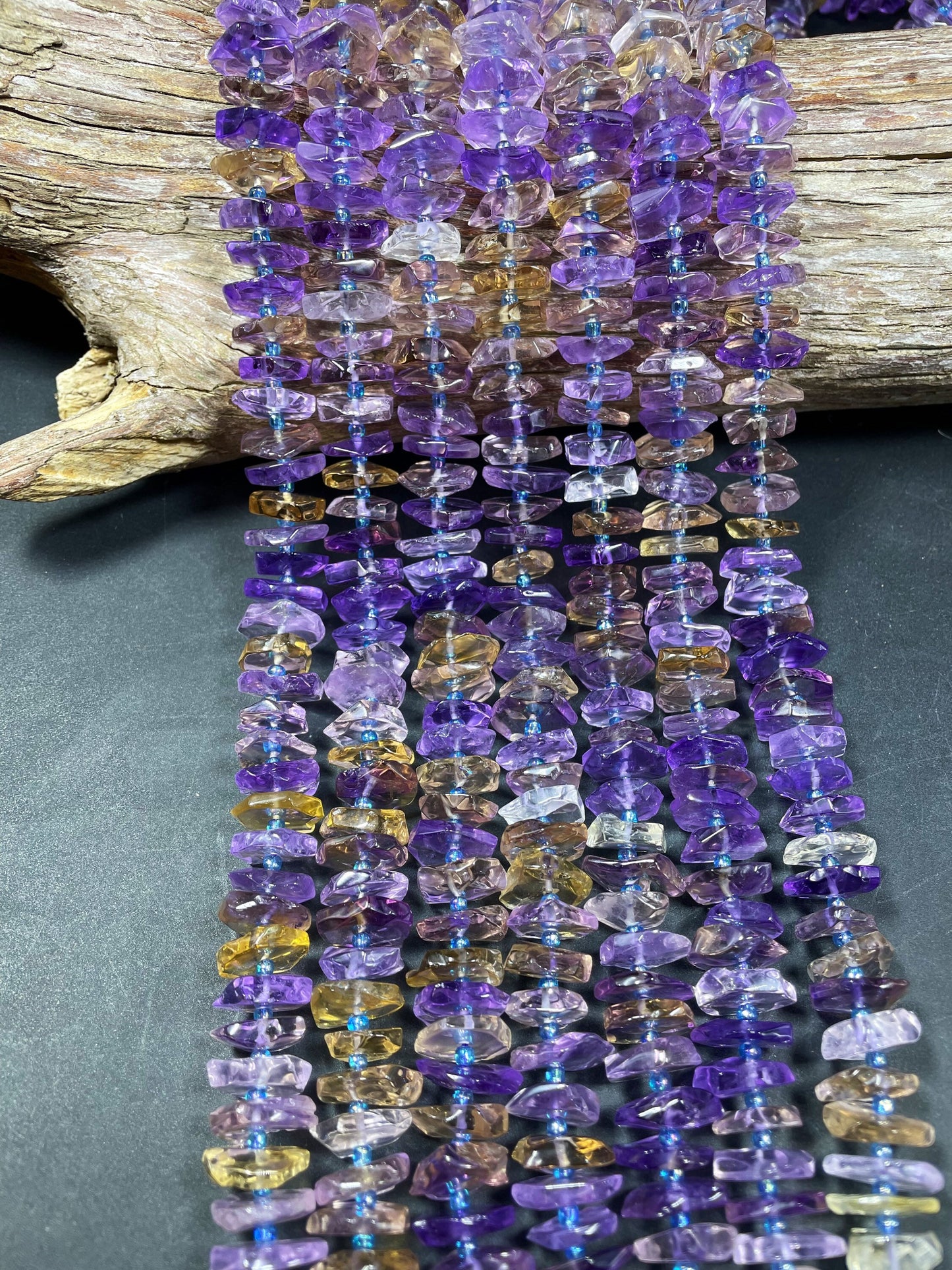 100% Natural Ametrine Gemstone Bead. Faceted 12mm Pinwheel Shape. Beautiful Natural Purple Honey Yellow Color. Super Clear Nice Quality!