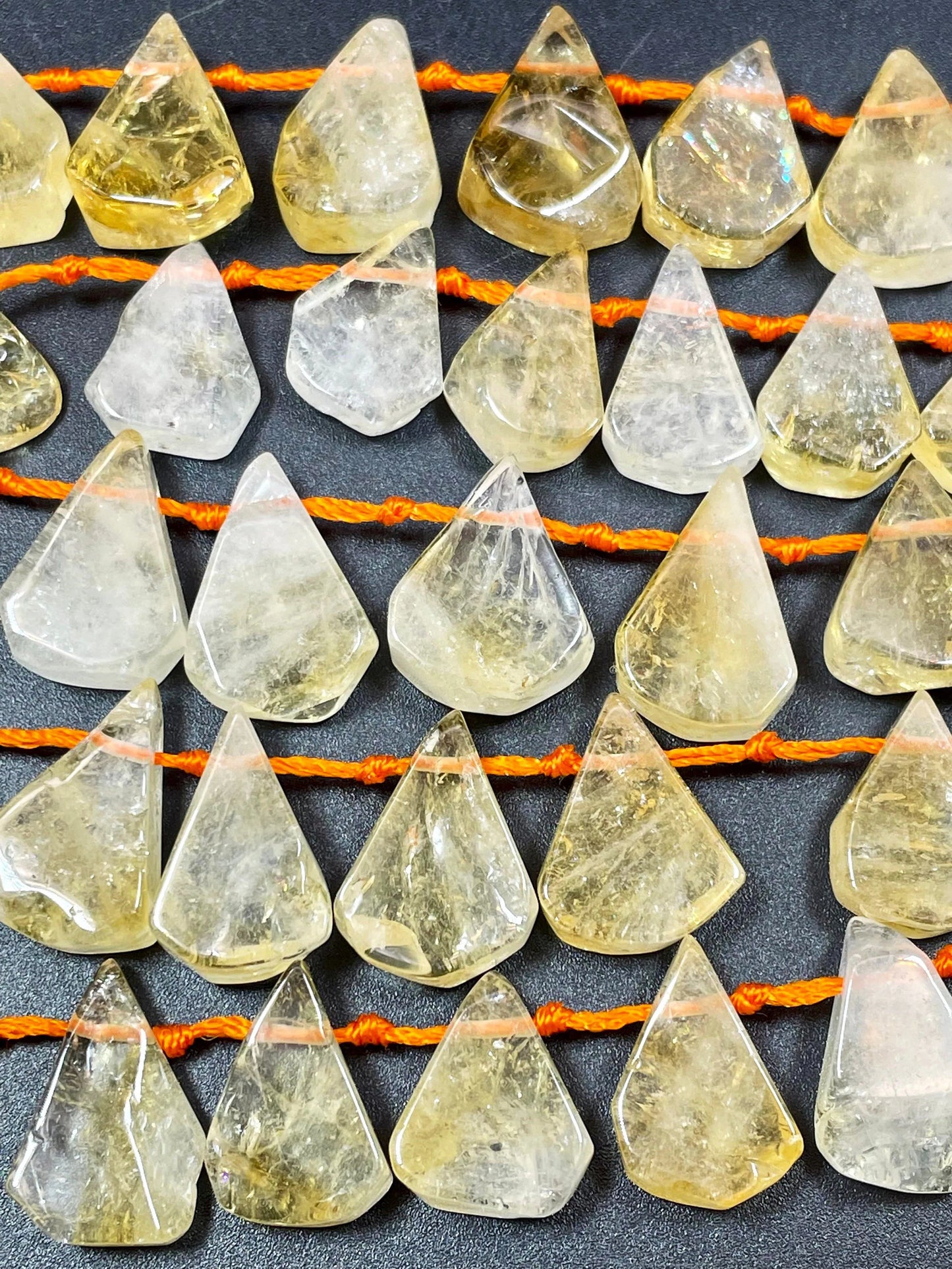 AAA Natural Citrine Gemstone Bead. Smooth 14x20mm Teardrop Shape Bead. Beautiful Natural Yellow, Clear Color Citrine, Full Strand 15.5"