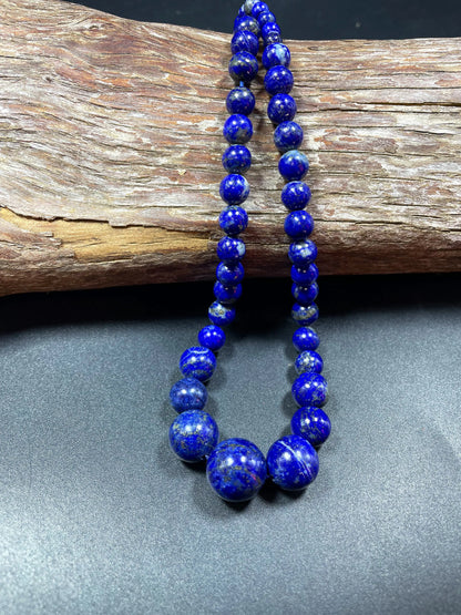 AAA natural lapis lazuli stone bead. Graduated shape. Gorgeous natural royal blue color. Lapis lazuli bead. 8mm round bead. Loose stone bead
