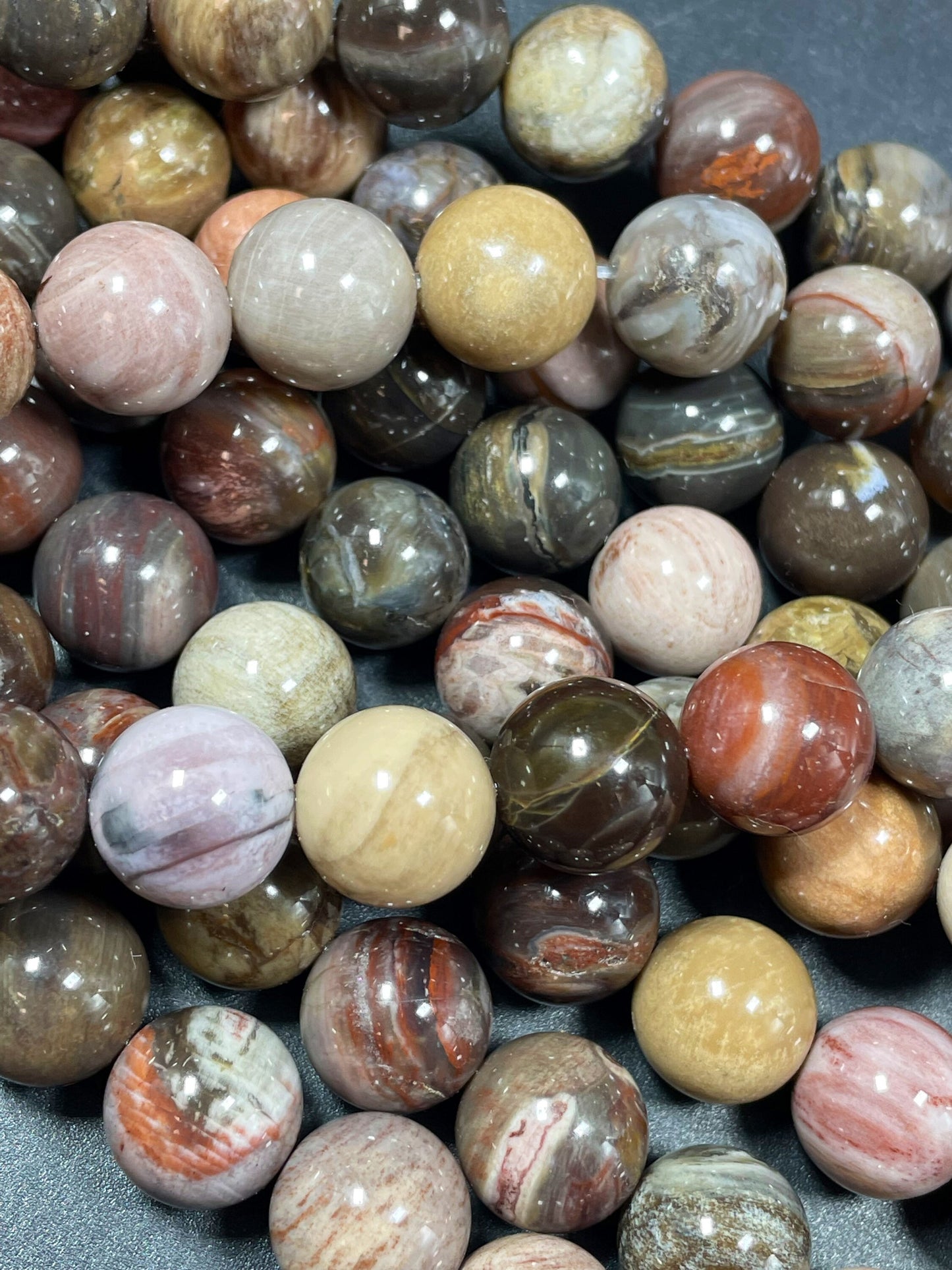 Natural black moonstone bead. 6mm 8mm 10mm 12mm round bead. Natural brown black color gemstone bead. Loose stone bead. Full strand 15.5”