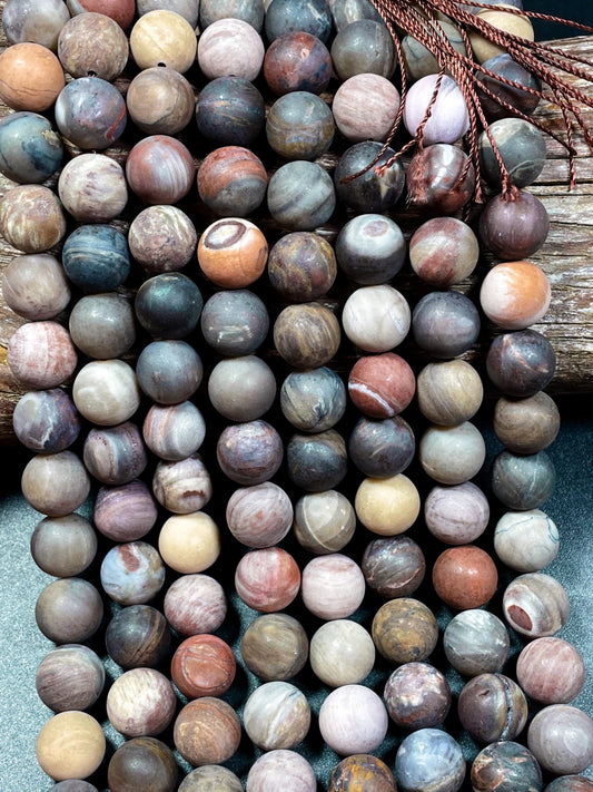 Natural brown petrified wood jasper. Gemstone bead. 6mm 8mm 10mm 12mm round bead. Loose stone bead. Full strand 15.5”