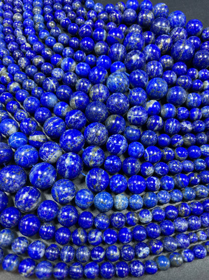 AAA natural lapis lazuli stone bead. Graduated shape. Gorgeous natural royal blue color. Lapis lazuli bead. 8mm round bead. Loose stone bead