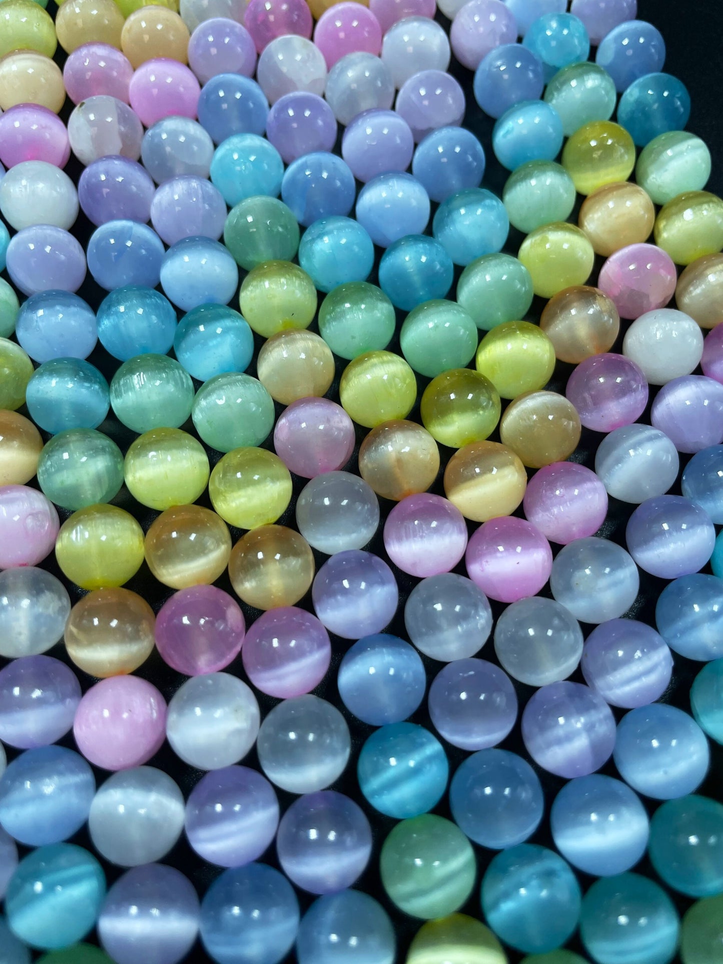 AAA natural selenite gemstone round bead. 6mm 8mm 10mm round bead. Gorgeous rainbow multi color selenite gemstone bead . Loose bead.15.5”