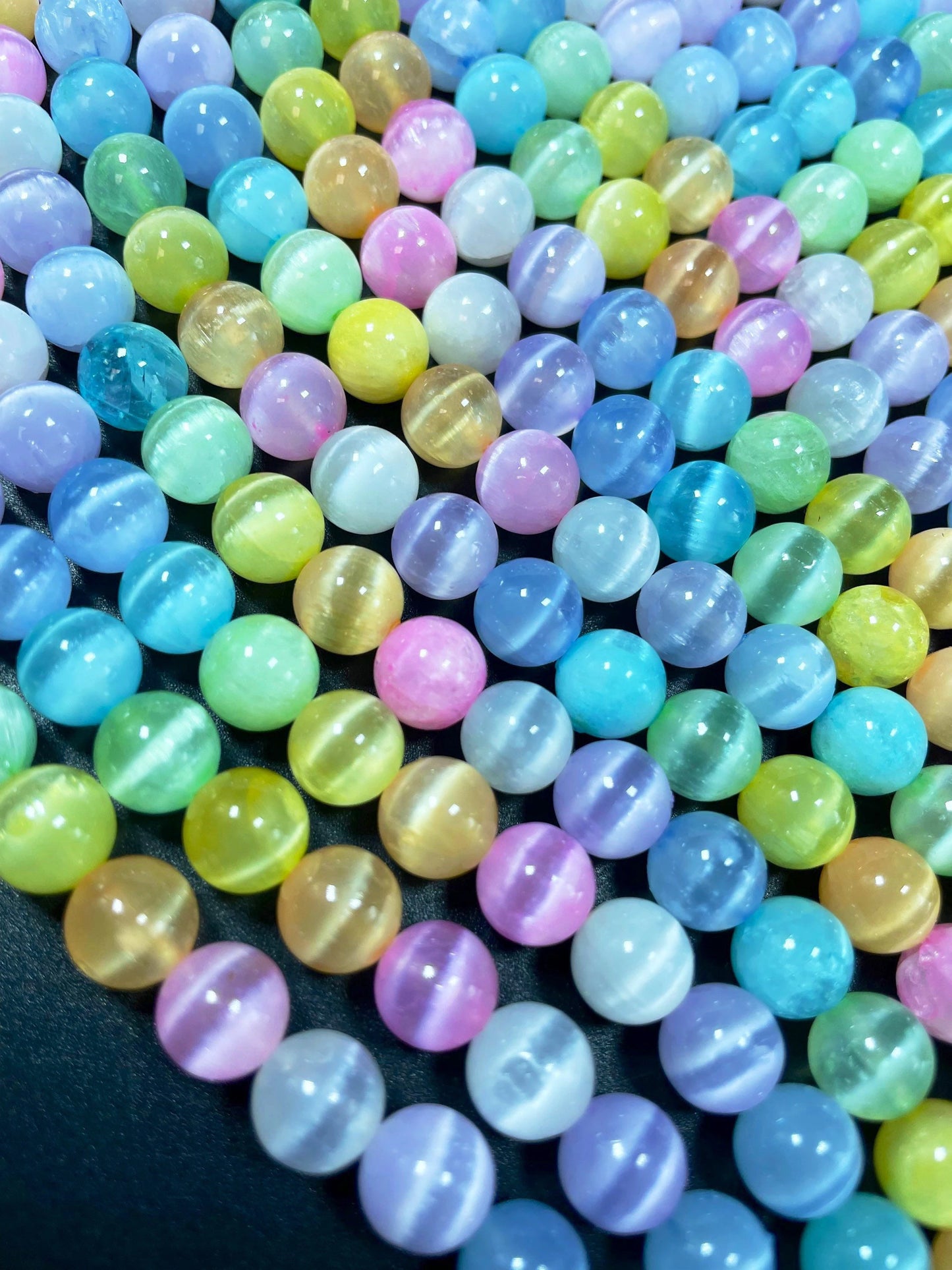 AAA natural selenite gemstone round bead. 6mm 8mm 10mm round bead. Gorgeous rainbow multi color selenite gemstone bead . Loose bead.15.5”