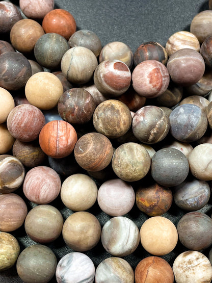 Natural brown petrified wood jasper. Gemstone bead. 6mm 8mm 10mm 12mm round bead. Loose stone bead. Full strand 15.5”