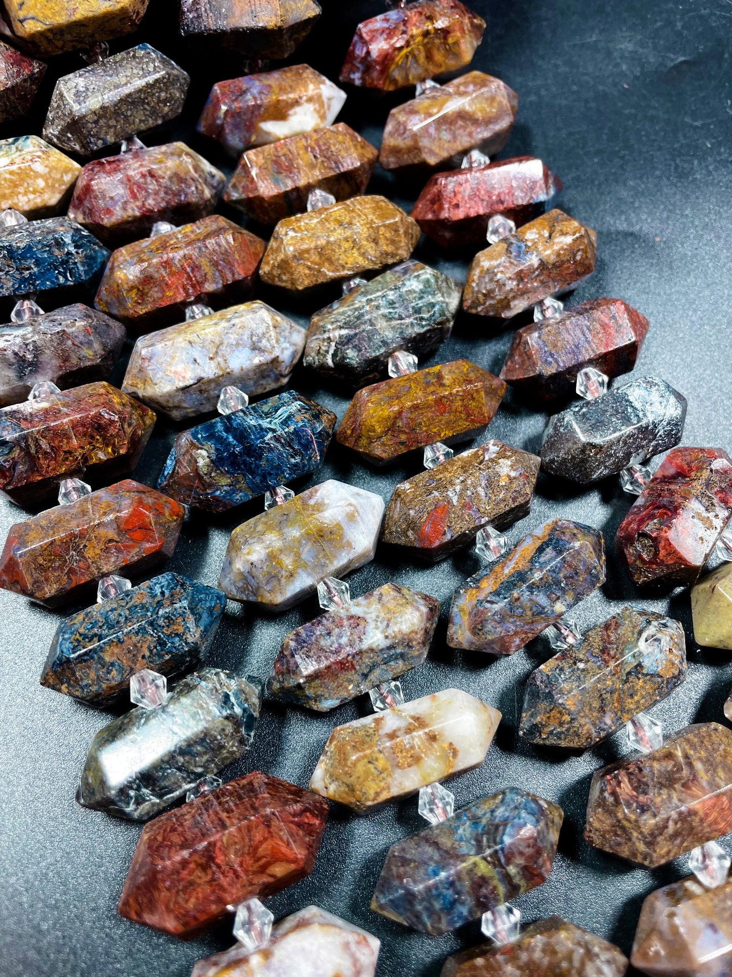 Natural Pietersite gemstone bead. Barrel Shape bead. Natural brown blue orange color. Loose stone bead . 8mm round gemstone bead.