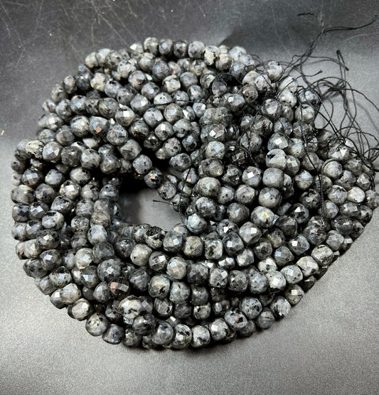 AAA Natural Larvikite Faceted Cube 9mm Gorgeous Deep Gray and Black Colors Loose Bead Loose Gemstone Loose Larvikite Full  Strand 15.5"