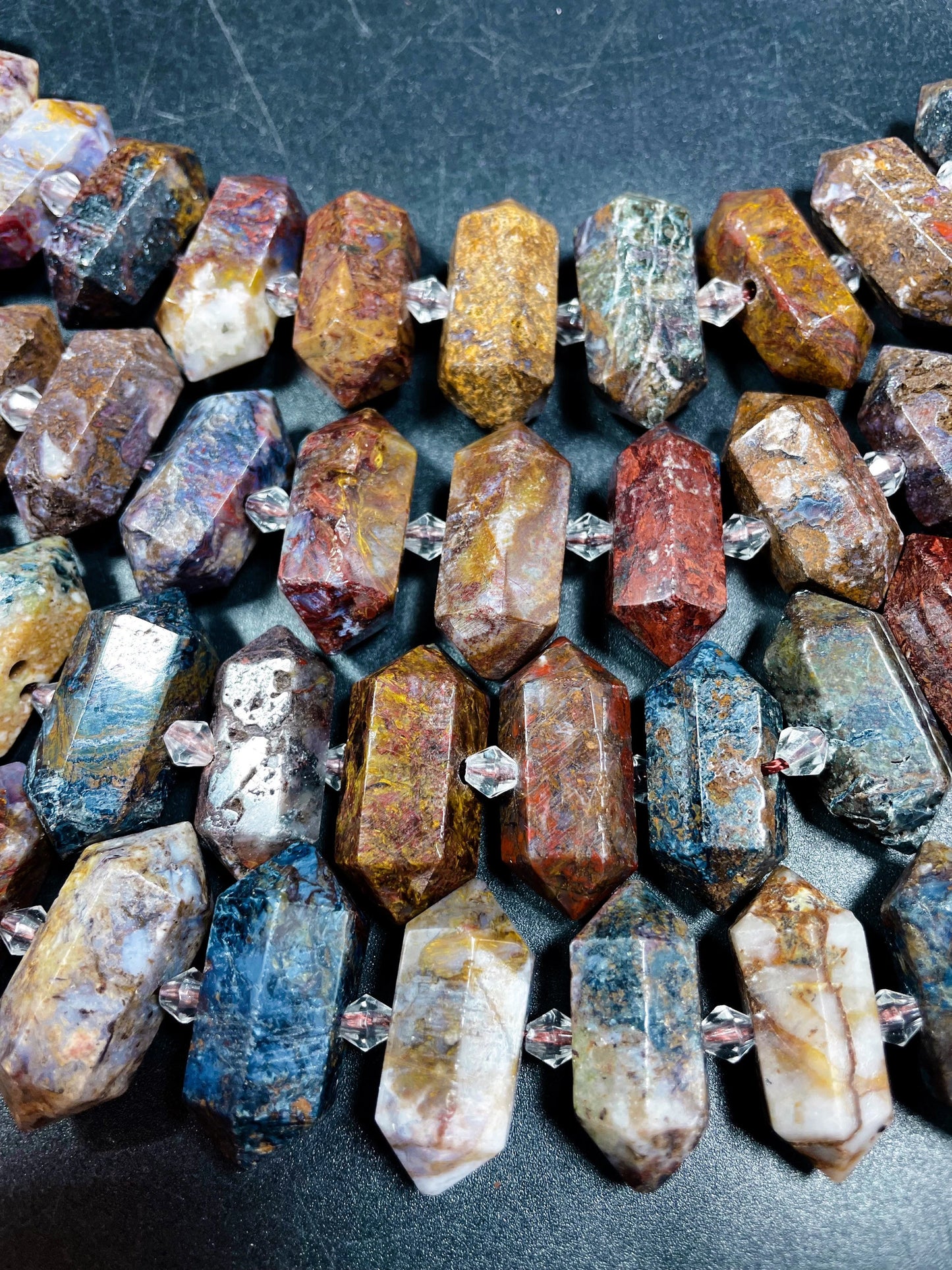 Natural Pietersite gemstone bead. Barrel Shape bead. Natural brown blue orange color. Loose stone bead . 8mm round gemstone bead.