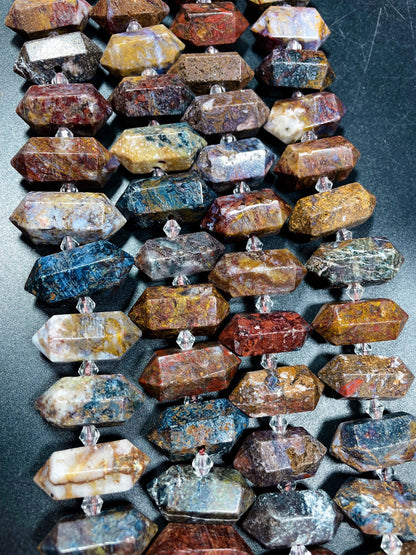 Natural Pietersite gemstone bead. Barrel Shape bead. Natural brown blue orange color. Loose stone bead . 8mm round gemstone bead.