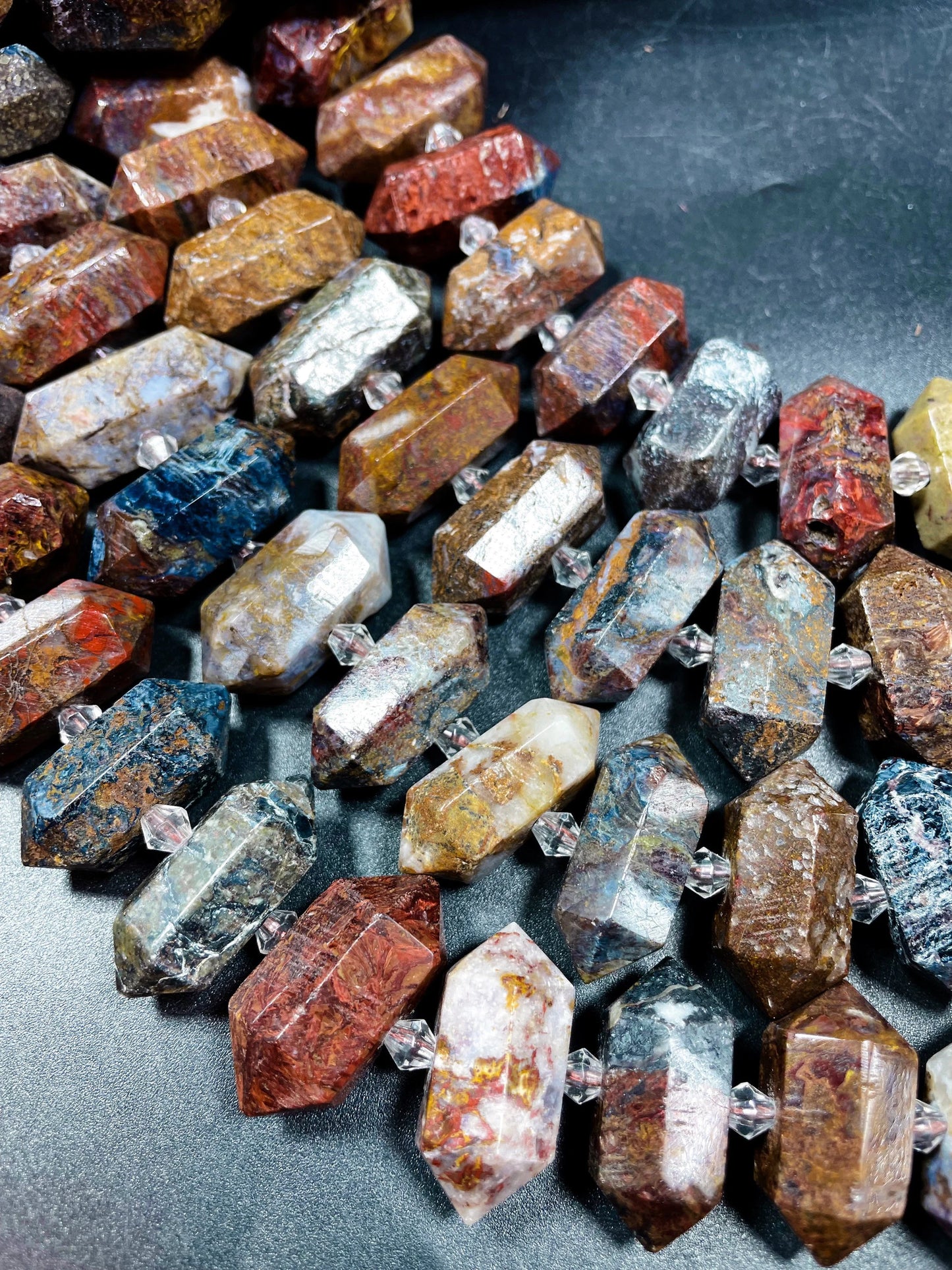 Natural Pietersite gemstone bead. Barrel Shape bead. Natural brown blue orange color. Loose stone bead . 8mm round gemstone bead.