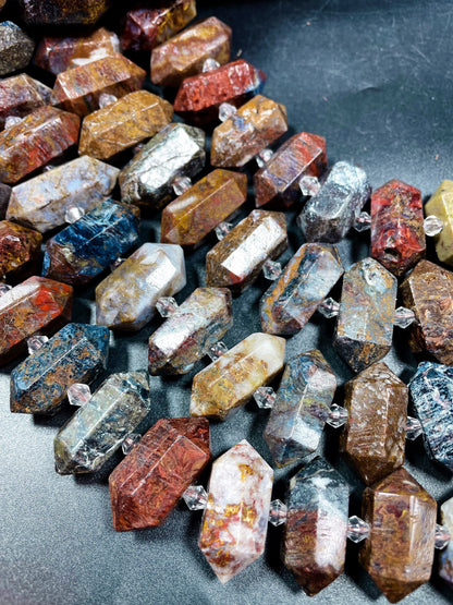 Natural Pietersite gemstone bead. Barrel Shape bead. Natural brown blue orange color. Loose stone bead . 8mm round gemstone bead.