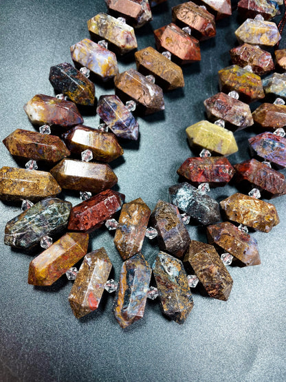 Natural Pietersite gemstone bead. Barrel Shape bead. Natural brown blue orange color. Loose stone bead . 8mm round gemstone bead.