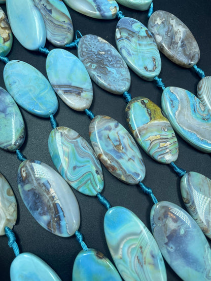 Natural Dragon Skin Agate Gemstone Bead. Gorgeous Unique Blue Brown Color Gemstone Bead. Loose Stone Bead. Full strand 15.5”