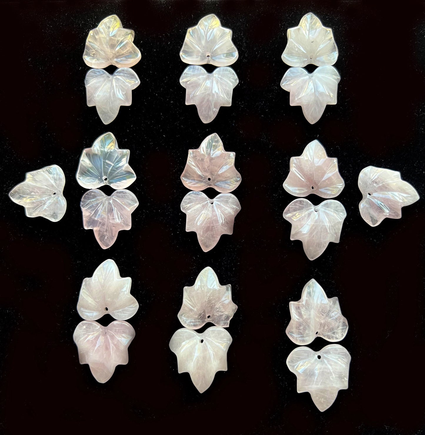 Natural Rose Quartz Pendant Hand Carved Maple Leaf Shape 24mm Gorgeous Natural Pink Color Handmade Earring Loose Bead Loose Pendant quartz