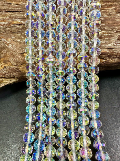 AAA High Quality Iridescent Crystal Bead Faceted 7x5mm Rondelle Shape Beads. Gorgeous Rainbow Flash Beads Great Quality Full Strand 15.5"