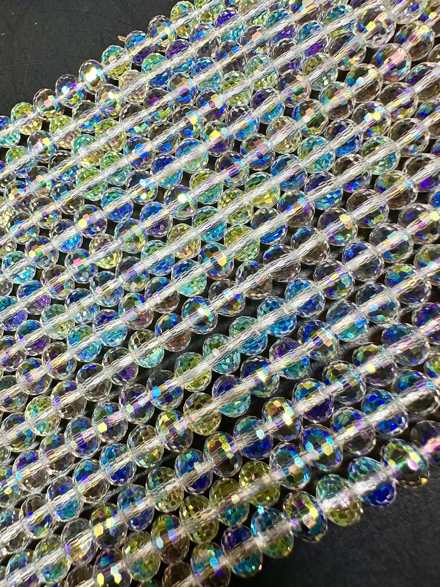 AAA High Quality Iridescent Crystal Bead Faceted 7x5mm Rondelle Shape Beads. Gorgeous Rainbow Flash Beads Great Quality Full Strand 15.5"