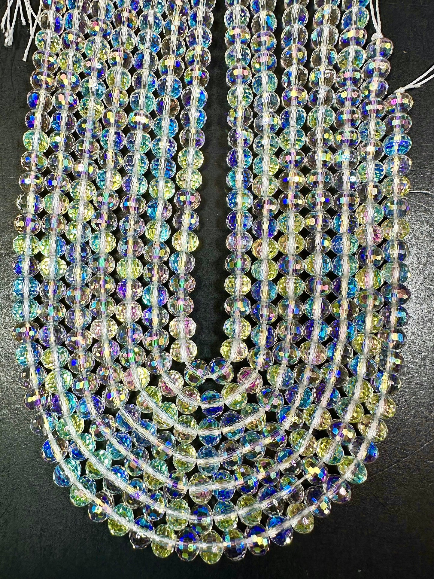 AAA High Quality Iridescent Crystal Bead Faceted 7x5mm Rondelle Shape Beads. Gorgeous Rainbow Flash Beads Great Quality Full Strand 15.5"