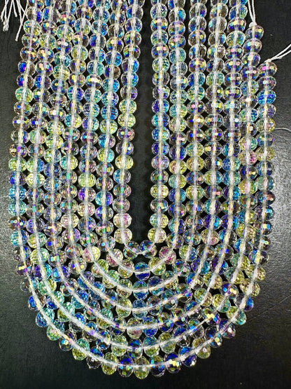 AAA High Quality Iridescent Crystal Bead Faceted 7x5mm Rondelle Shape Beads. Gorgeous Rainbow Flash Beads Great Quality Full Strand 15.5"