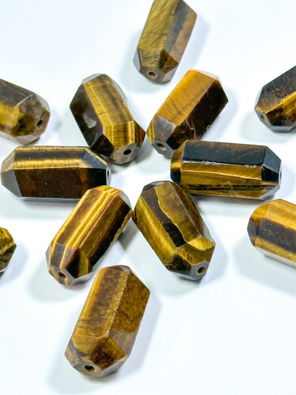 NATURAL Tiger Eye Gemstone Bead Faceted 27x14mm Barrel Shape Bead, Gorgeous Golden Brown Yellow Color Tiger Eye Gemstone Beads, Loose Beads