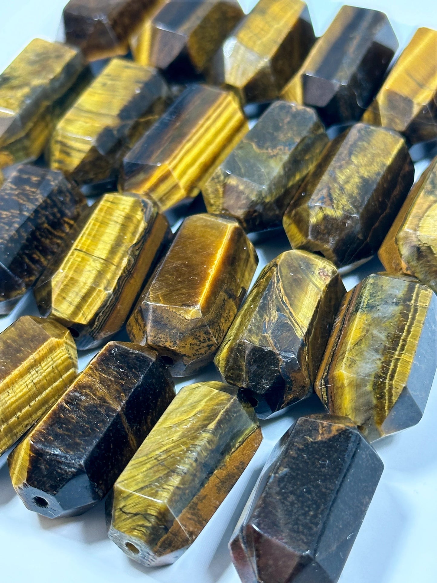 NATURAL Tiger Eye Gemstone Bead Faceted 27x14mm Barrel Shape Bead, Gorgeous Golden Brown Yellow Color Tiger Eye Gemstone Beads, Loose Beads