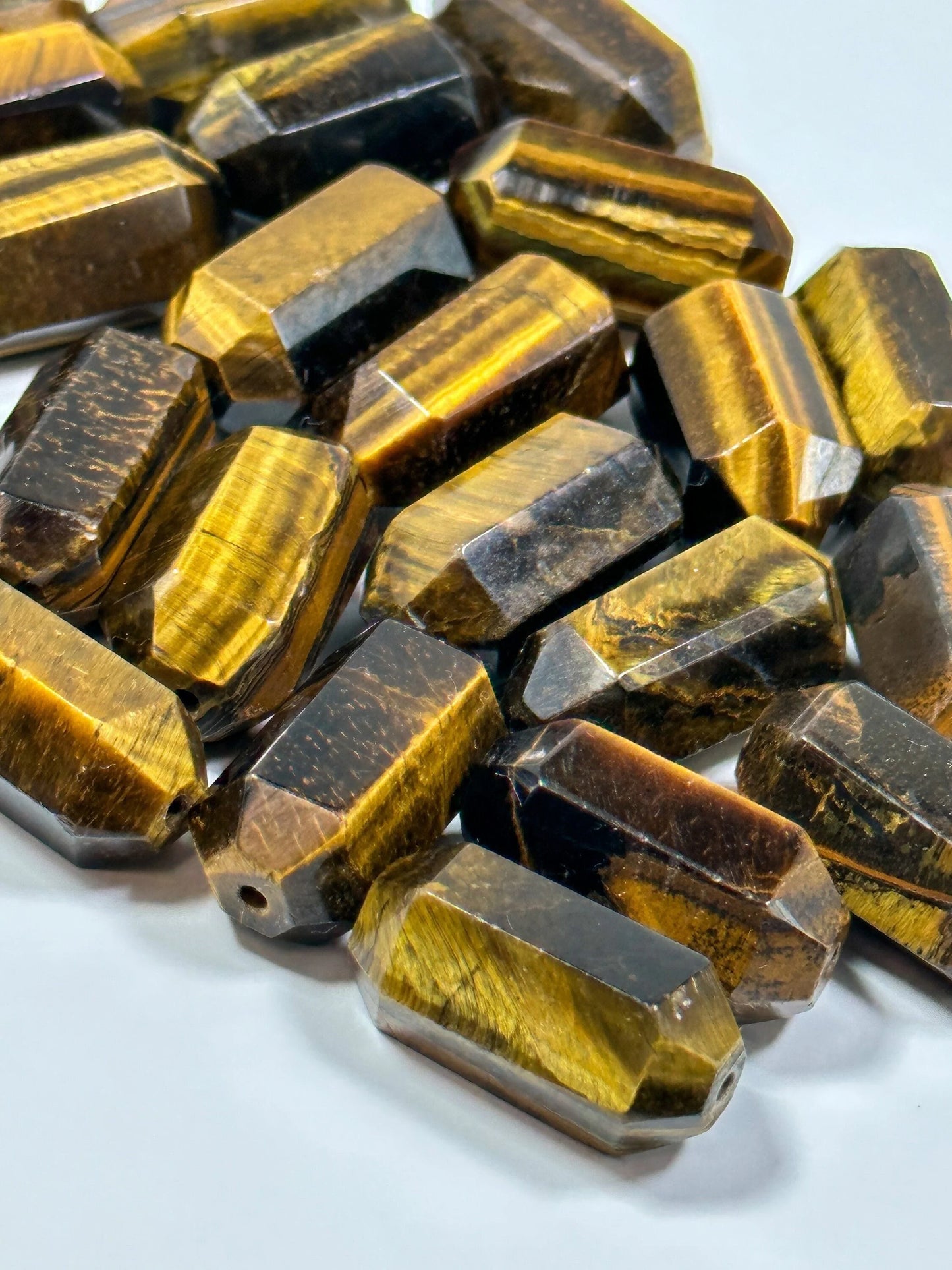 NATURAL Tiger Eye Gemstone Bead Faceted 27x14mm Barrel Shape Bead, Gorgeous Golden Brown Yellow Color Tiger Eye Gemstone Beads, Loose Beads