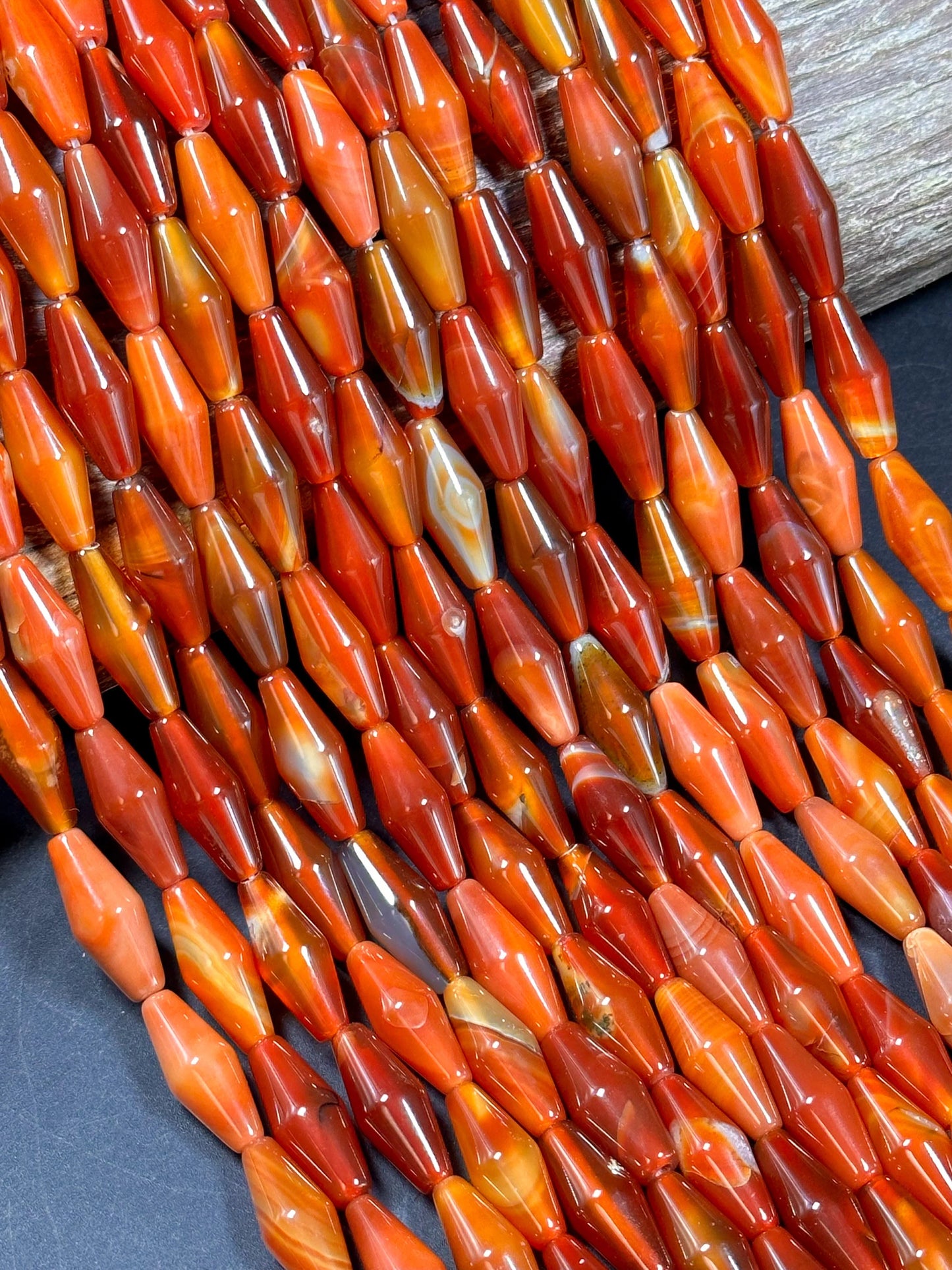 NATURAL Botswana Gemstone Bead Faceted 20x8mm Barrel Shape, Gorgeous Red Orange Color Botswana Agate Gemstone Bead Great Quality 15.5"