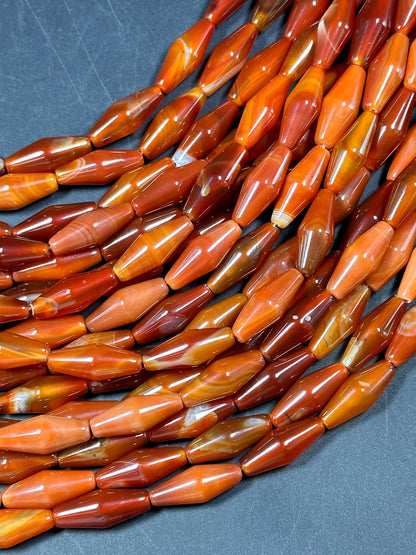 NATURAL Botswana Gemstone Bead Faceted 20x8mm Barrel Shape, Gorgeous Red Orange Color Botswana Agate Gemstone Bead Great Quality 15.5"