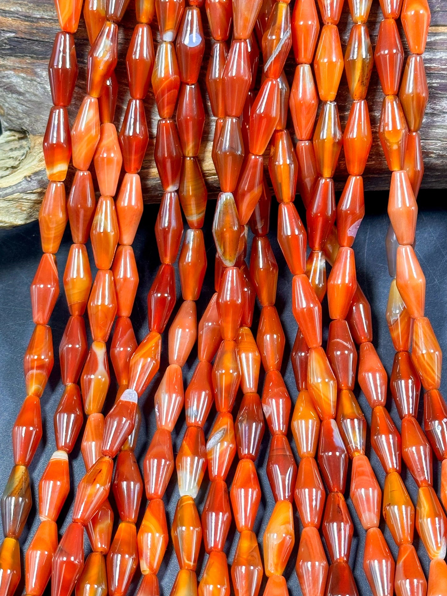 NATURAL Botswana Gemstone Bead Faceted 20x8mm Barrel Shape, Gorgeous Red Orange Color Botswana Agate Gemstone Bead Great Quality 15.5"