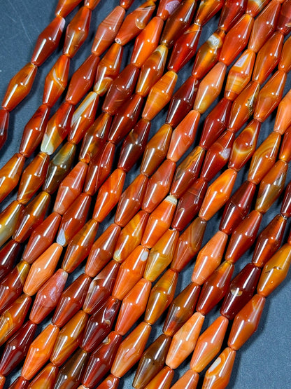 NATURAL Botswana Gemstone Bead Faceted 20x8mm Barrel Shape, Gorgeous Red Orange Color Botswana Agate Gemstone Bead Great Quality 15.5"