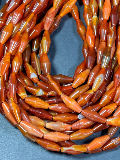 NATURAL Botswana Gemstone Bead Faceted 20x8mm Barrel Shape, Gorgeous Red Orange Color Botswana Agate Gemstone Bead Great Quality 15.5"