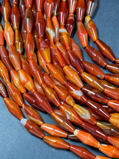NATURAL Botswana Gemstone Bead Faceted 20x8mm Barrel Shape, Gorgeous Red Orange Color Botswana Agate Gemstone Bead Great Quality 15.5"