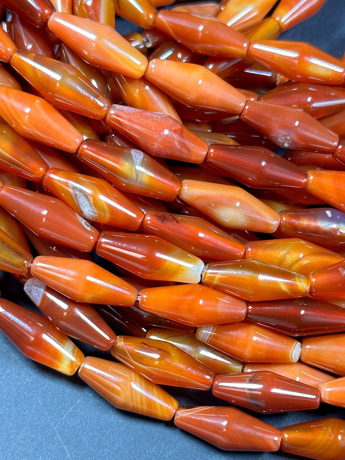 NATURAL Botswana Gemstone Bead Faceted 20x8mm Barrel Shape, Gorgeous Red Orange Color Botswana Agate Gemstone Bead Great Quality 15.5"