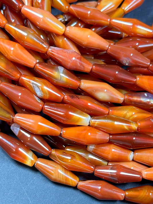 NATURAL Botswana Gemstone Bead Faceted 20x8mm Barrel Shape, Gorgeous Red Orange Color Botswana Agate Gemstone Bead Great Quality 15.5"