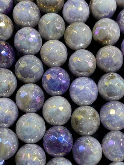 AAA Natural mystic lavender jade . Faceted round gemstone bead.  Gorgeous purple color. Excellent quality. Full strand 15.5"