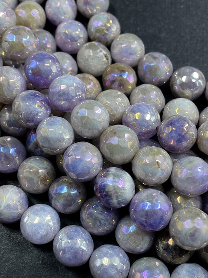 AAA Natural mystic lavender jade . Faceted round gemstone bead.  Gorgeous purple color. Excellent quality. Full strand 15.5"