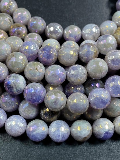 AAA Natural mystic lavender jade . Faceted round gemstone bead.  Gorgeous purple color. Excellent quality. Full strand 15.5"
