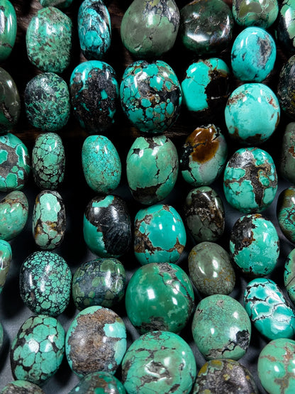 Natural Turquoise Gemstone Bead. Gorgeous Natural Oval Shape. 100% Natural Blue Turquoise Bead. Excellent Quality. Full Strand 15.5”