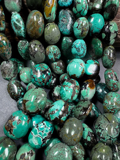 Natural Turquoise Gemstone Bead. Gorgeous Natural Oval Shape. 100% Natural Blue Turquoise Bead. Excellent Quality. Full Strand 15.5”