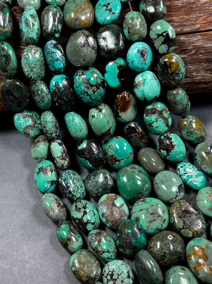 Natural Turquoise Gemstone Bead. Gorgeous Natural Oval Shape. 100% Natural Blue Turquoise Bead. Excellent Quality. Full Strand 15.5”