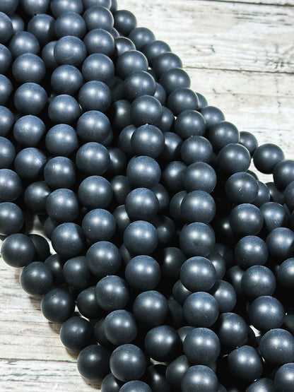 AAA Natural Matte black onyx beads . 4mm 6mm 8mm 10mm 12mm Round beads . smooth round bead . Gorgeous matt finished black onyx bead . 15.5”