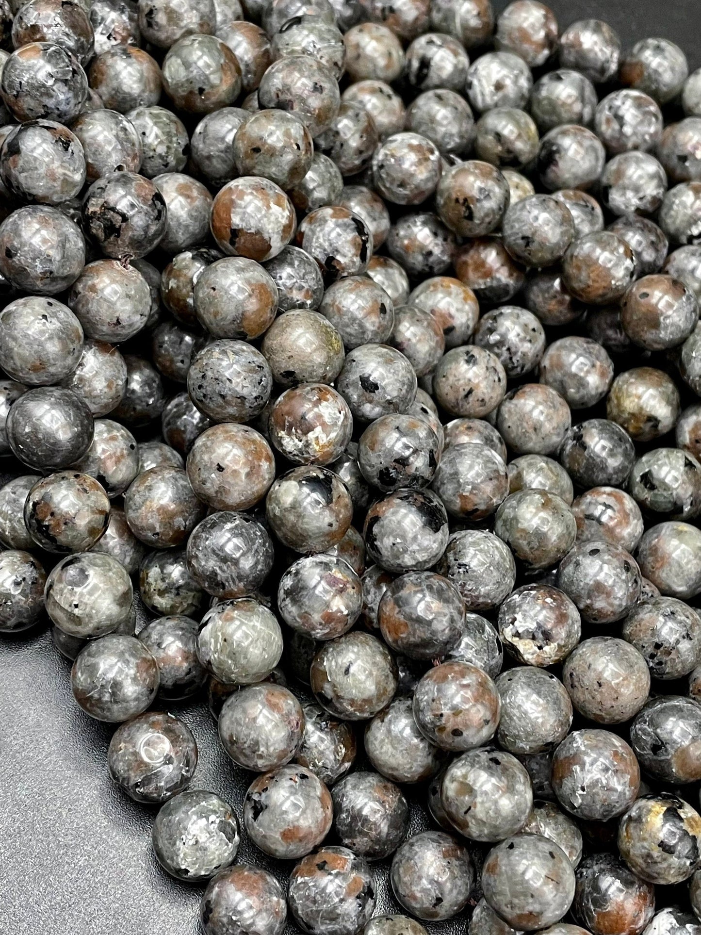 Natural Yooperlite Gemstone Bead 6mm 8mm 10mm Round Beads, Beautiful Gray Brown UV Reactive Yooperlite Gemstone Beads Full Strand 15.5"