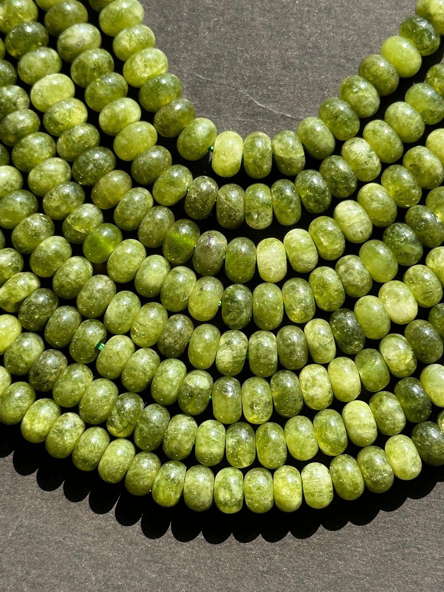 Beautiful Olive Green Jade Gemstone Bead 8x5mm Smooth Rondelle Beads, Gorgeous Olive Green Color Jade Gemstone Beads Full Strand 15.5