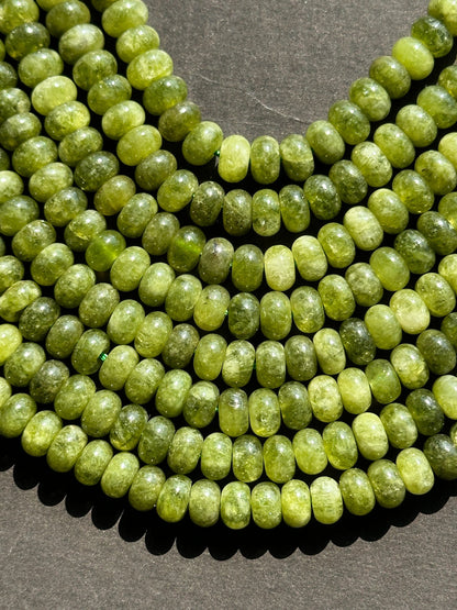 Beautiful Olive Green Jade Gemstone Bead 8x5mm Smooth Rondelle Beads, Gorgeous Olive Green Color Jade Gemstone Beads Full Strand 15.5