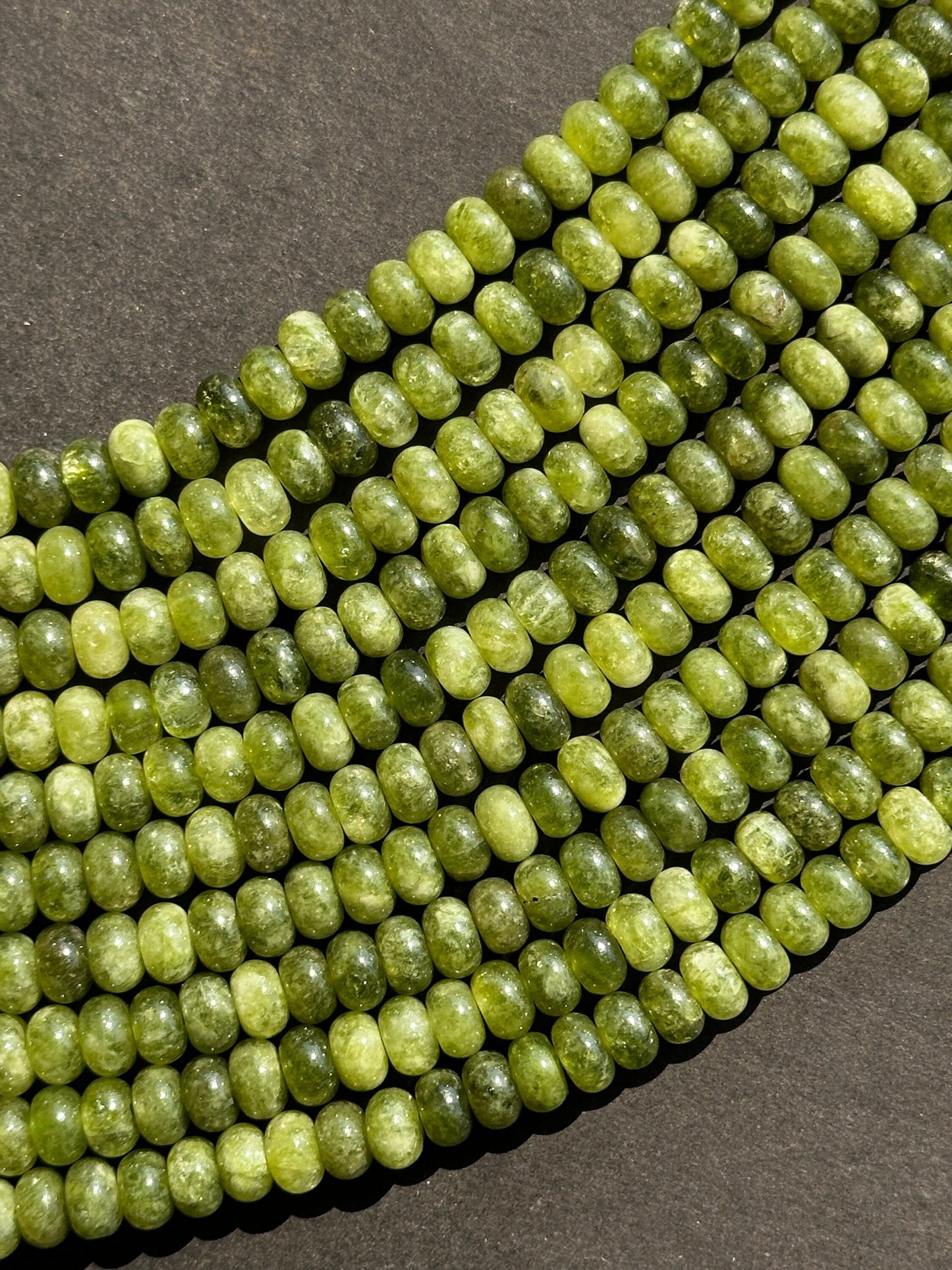 Beautiful Olive Green Jade Gemstone Bead 8x5mm Smooth Rondelle Beads, Gorgeous Olive Green Color Jade Gemstone Beads Full Strand 15.5