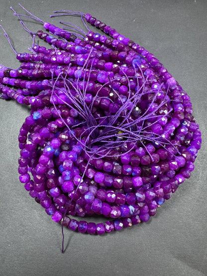 Natural Gemstone Bead. Faceted Cube Shape Bead. Gorgeous Natural Sugilite Gemstone Bead. Excellent Quality. Full Strand 15.5”