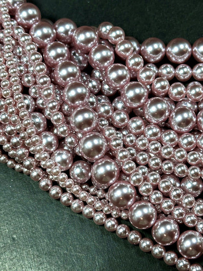 Chinese Swarovski Pearl Crystal Beads 4mm 6mm 8mm 10mm 12mm Round Bead, Beautiful Mauve Swarovski Crystal Pearl Round Swarovski Pearls 15.5"