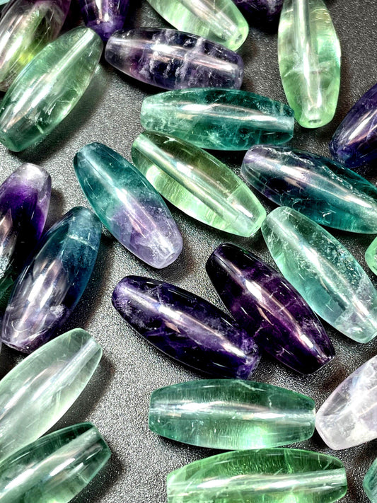 AAA Natural Fluorite Stone Bead 8x20mm Tube Barrel Shape. Gorgeous Green Purple Blue Natural Fluorite Bead. High Quality Gemstone Pendant!