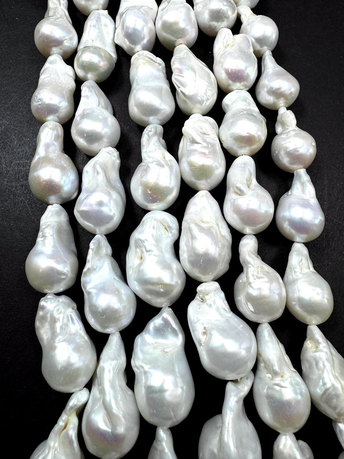 Natural Baroque Freshwater Pearls. White Color Baroque Pearl Bead. Excellent Quality. Full Strand 15.5”
