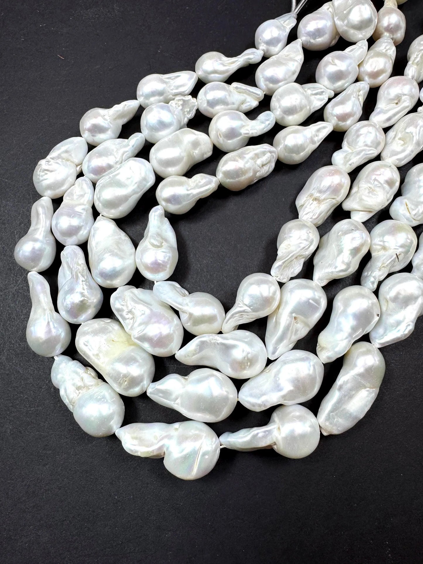 Natural Baroque Freshwater Pearls. White Color Baroque Pearl Bead. Excellent Quality. Full Strand 15.5”